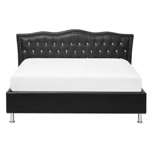 Faux Leather EU Double Size Bed Black METZ