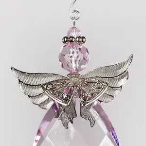 Acrylic Crystal Angel Hanging Figurine Ornament Pink/Silver