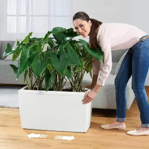 LECHUZA CARARO 75 Black High-Gloss Self-watering Planter with Substrate and Water Level Indicator H43 L75 W30 cm, 97L