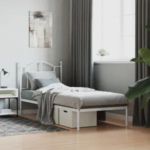 Berkfield Metal Bed Frame with Headboard White 80x200 cm