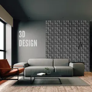 3D Wall Panels Adhesive Included - 6 Sheets Cover 16.15ft²(1.5m²) Interior Cladding Panels - Square Grid Lattice Design Matte Grey