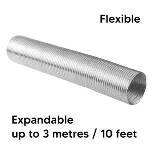 Aluminium Flexible Pipe Expandable Alloy Air Duct Tube Heat Resistant Hose (Length: 3 m / 10 ft, Diameter: 115 mm / 4.53 in)