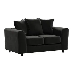 Brooklyn Plush Velvet Fabric Sofa Set 3 and 2 Seater sofa Foam Black