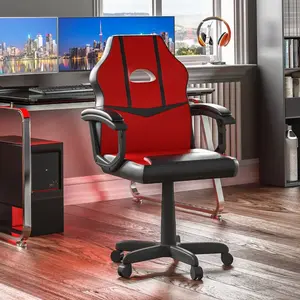 Latitude Run Muskoka Adjustable Ergonomic Faux Leather Swiveling PC & Racing Game Chair Red