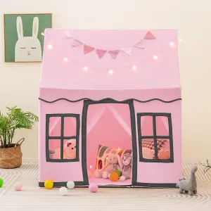 Costway Kids Play Tent Indoor Kids Playhouse with Star Lights Toddler Castle Play Tent