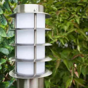 ValueLights Wharf Modern Outdoor Stainless Steel Bollard Lantern Light Post - 1 Metre