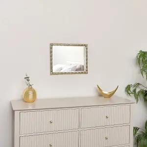 Melody Maison Gold Rectangle Bamboo Framed Wall Mirror - 43cm x 33cm