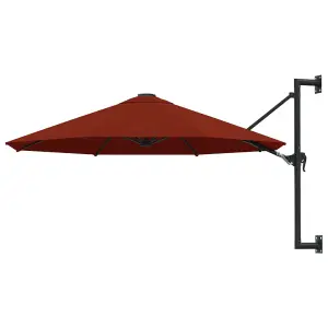 Berkfield Wall-Mounted Parasol with Metal Pole 300 cm Terracotta