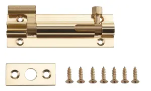 Smith & Locke Gold Brass effect Brass Barrel Door bolt N236 (L)76mm (W)25mm