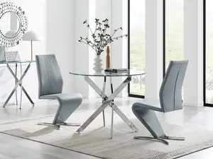 Furniturebox UK Novara 100cm Round Dining Table & 2 Elephant Grey Willow Chairs