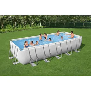 Bestway Power Steel 21ft x 9'ft x 52in Rectangular Pool Set Above Ground Swimming Pool