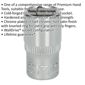 10mm Forged Steel Drive Socket - Premium Quality Chrome Vanadium Tool