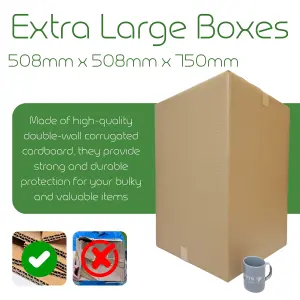 Tall Strong Double Wall Extra Large Cardboard Box 20" x 20" x 30" Storage Packing Moving House Sturdy Shipping Boxes (Pack of 1)