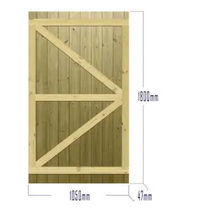 Premier Garden Supplies Pedestrian Gate 180cm (6ft) High x 105cm Wide Tongue & Groove Flat Top Fully Framed Single Swing Gate