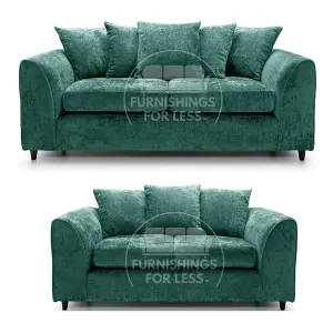 Monaco Chenille Fabric Sofa Set 3 and 2 Seater sofa   Teal