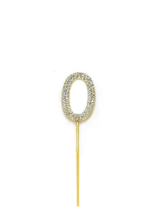 Gold 6 Sparkley Diamond Cake Topper Number 6 for Birthday Anniversary