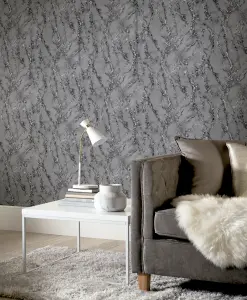 Arthouse Carrara Marble Charcoal Wallpaper