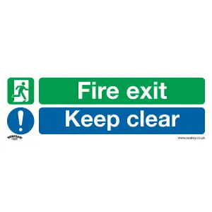 Sealey Safe Sign Fire Exit Keep Clear Large Self-Adhesive Vinyl x10 SS32V10