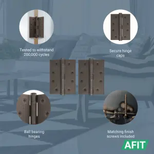 AFIT Dark Bronze Door Hinges - 4 Inch / 102mm  Internal Fire Door Hinges - 1 Pair