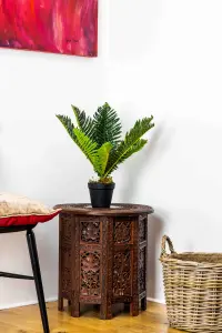 Tradala 1ft 8Inch Lush Artificial Tree Plant Palm 50cm / 1ft 8inch Tall with Real Wood Trunk - For Home Living Room Indoors