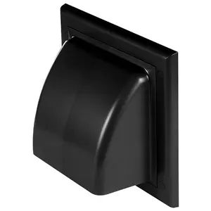 Black Gravity Flap for 100 mm / 4" Round Wall Outlet - Ventilation Duct Cover with Non-Return Shutters and Rear Spigot