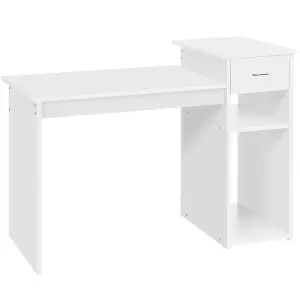 Yaheetech White Computer Desk with Drawer & Shelves