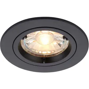 4 PACK Recessed Fixed Ceiling Downlight - 50W GU10 Reflector - Matt Black