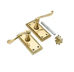 1 Pair of Polished Brass Georgian Lever Latch Hnadles 107mm x 48mm  - Golden Grace