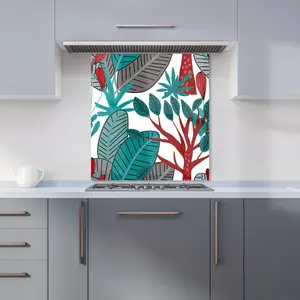 Jungle Exotic Summer Tropical Leaves Premium Glass Kitchen Splashback W900mm x H650mm