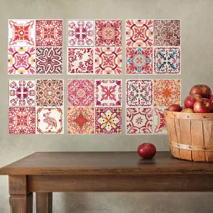 Walplus Moroccan Rose Red Mosaic Tile Stickers PVC