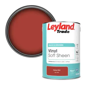 Leyland Trade Vinyl Soft Sheen Walls & Ceilings Emulsion Paint Flame Red (RAL 3000) - 5L