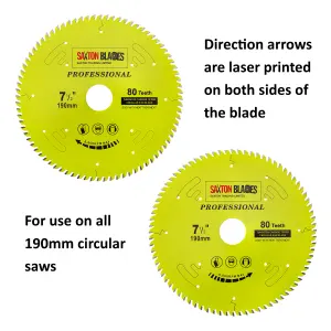 Saxton TCT19080TPRO Saxton Professional Range TCT Circular Saw Blade 190mm x 80T x 30mm Bore, 16, 20, 25mm Reduction Rings