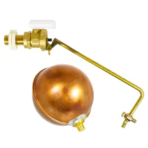 SPARES2GO Toilet Float Valve 1/2" Part 2 BS1212/2 Low Pressure Side Entry 4 1/2" Copper Ball Kit