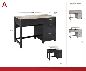 Carver Lift Top Office Desk Black