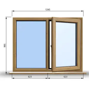 1245mm (W) x 995mm (H) Wooden Stormproof Window - 1/2 Right Opening Window - Toughened Safety Glass