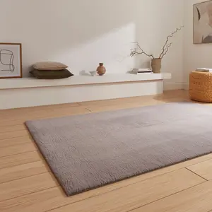 Grey Plain 13mm Thick Super-Soft Stain-Resistant Rug for Bedroom, & Dining Room, Easy to Clean Modern Rug-80cm X 150cm