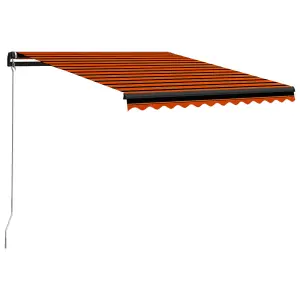 Berkfield Manual Retractable Awning with LED 350x250 cm Orange and Brown