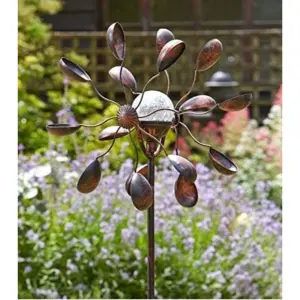 Solar Powered Wind Spinner Extra Large Wind Sculpture LED Solar Light Garden Decoration