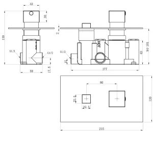 Cairns Chrome Square Touch Control Concealed Thermostatic Shower Valve - Single Outlet