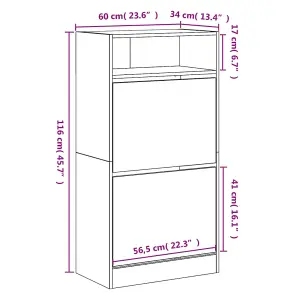 Shoe Cabinet Grey Sonoma 60x34x116 Engineered Wood