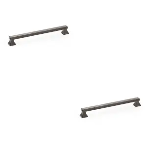 2 PACK - Chunky Square Pull Handle - Dark Bronze 224mm Centres SOLID BRASS Drawer Door