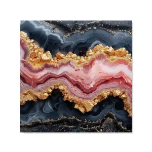 Black And Pink Marble Effect Premium Glass Kitchen Splashback W900mm x H750mm