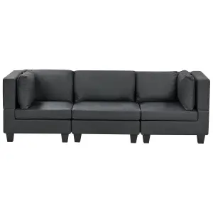 3-Seater Modular Faux Leather Sofa Black UNSTAD