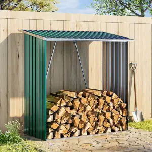 Metal Garden Log Store Outdoor Firewood Storage Rack,W 164 cm x D 83 cm x H 157 cm