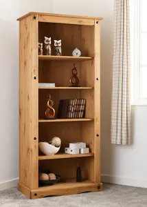 Corona Tall Bookcase in Distressed Waxed Pine