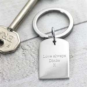 Engraved Sterling Silver Dog Tag Keyring