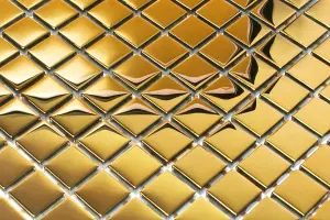 Glass mosaic on mesh for bathroom or kitchen 300mm x 300mm - Pure Gold