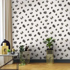 Holden Decor Large Leopard Spot Cream Animal Print Smooth Wallpaper