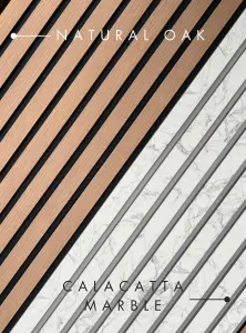 Moisture-proof SlatWall Panel - Volga Panels™ (Calacatta Marble) - 240cm x 20cm