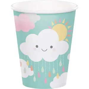 Creative Party Paper Sun & Clouds Baby Shower Party Cup (Pack of 8) Sky Blue/White (One Size)